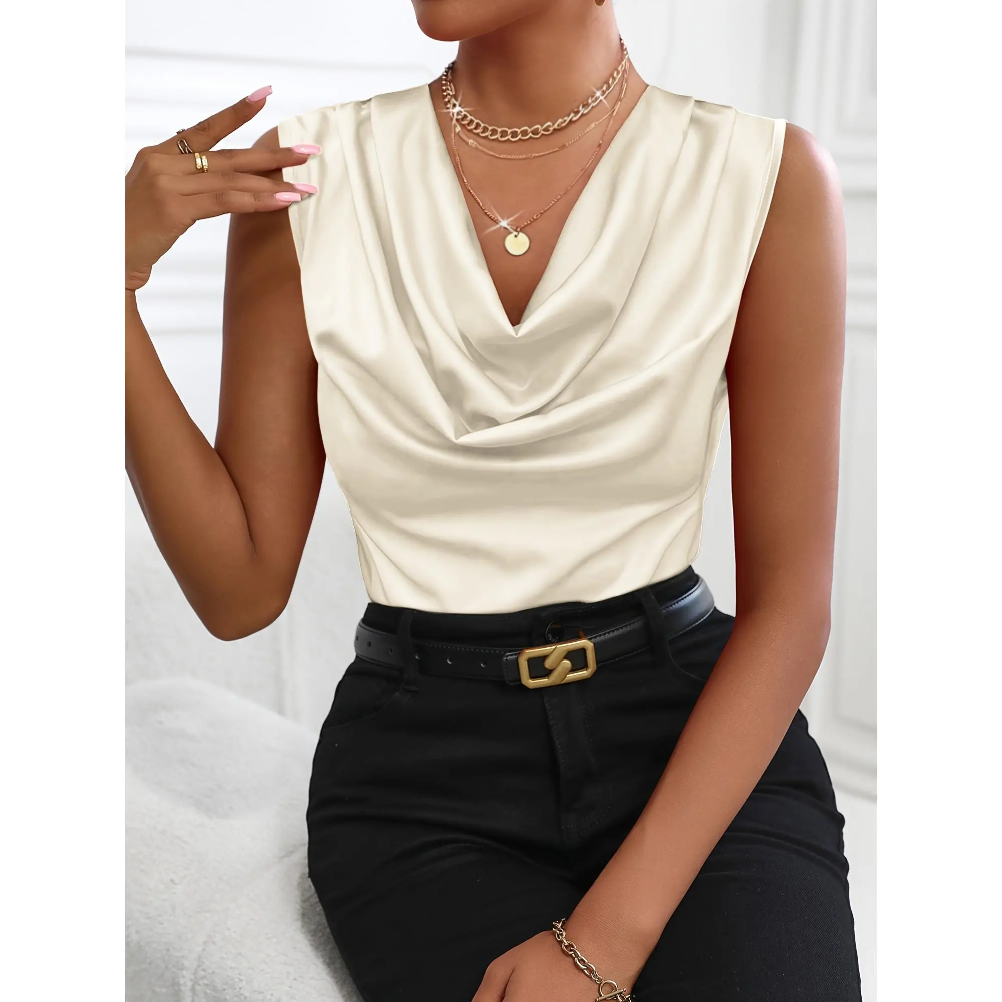 Women's Fitted Cut Basic Sleeveless Short Length Vest - Machine Washable, Comfortable Top for Spring, Summer, Formal Wear, Black
