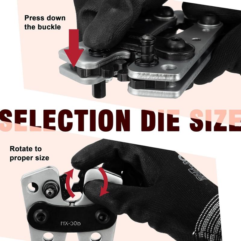 Lug Crimping Tool, Terminal Crimper with for AWG10 8 6 4 2 1/0 Heavy Duty Wire Lugs, Electrical Lug, Copper Lugs, Terminal Lug Crimping Tool, Terminal Crimper with for AWG10 8 6 4 2 1/0 Heavy Duty Wire Lugs, Electrical Lug, Copper Lugs, Terminal