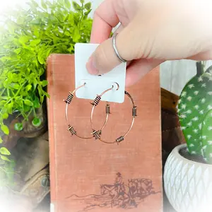 Barbed Wire Hoop Earrings - Bronze Handmade Jewelry Trendy Jewellery Accessories