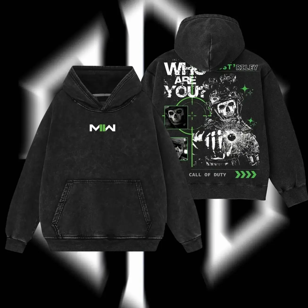 Superstyle Simon "Ghost" Riley Skull Mask Warrior Call of Duty: Modern Warfare II Edition Double Printed Oversize Lightweight Acid Washed Hoodie Game Series Graphic Design Top Cotton Streetwear Game Zone Hoodie Sweatshirt Clothes Menswear Womenswear 8 T5U