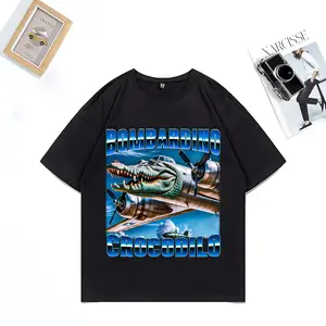 Bombardino Crocodilo Brainrot funny vintage Casual T Shirt men Oversized Cotton Summer print Unisex baggy compression clothes