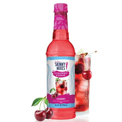 Jordan’s Skinny Mixes Sugar Free Cherry Water Flavored Syrup, 0 Calories, Great For Water, Cocktails, Mocktails, Tea, Water, Lemonade, Smoothies, Dirty Soda, Refreshers & More! 25.4 fl oz