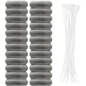 24 count Lint , Stainless Steel Lint Catcher for Washing Machine,  Remover for Laundry, Upgrade  Laundry Mesh Washer Hose Filter with 24 count  Ties