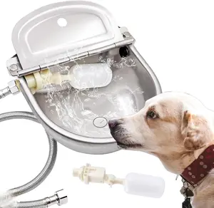 Automatic Dog Water Bowl Dispenser Large Size Pet Waterer Feeder Stainless-Steel Water Trough for Poultry and Small Livestock