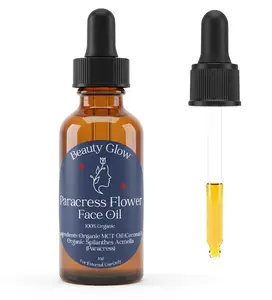 100% Organic Paracress Flower Spilanthes Facial Oil Serum for Face MCT Coconut Oil Infused with Paracress Spilanthes Acmella Oleracea Flowers for Anti-Aging Anti-Wrinkle Moisturizing Miracle 1 Fl Oz