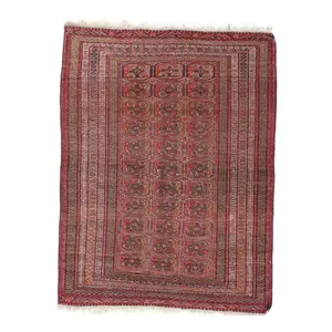 Canvello Antique Afghan Tekkeh Rug - 4'4" x 5'7"
