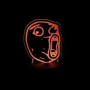 LOL Face Meme LED Acrylic Lamp - Multicolor Line Art Design