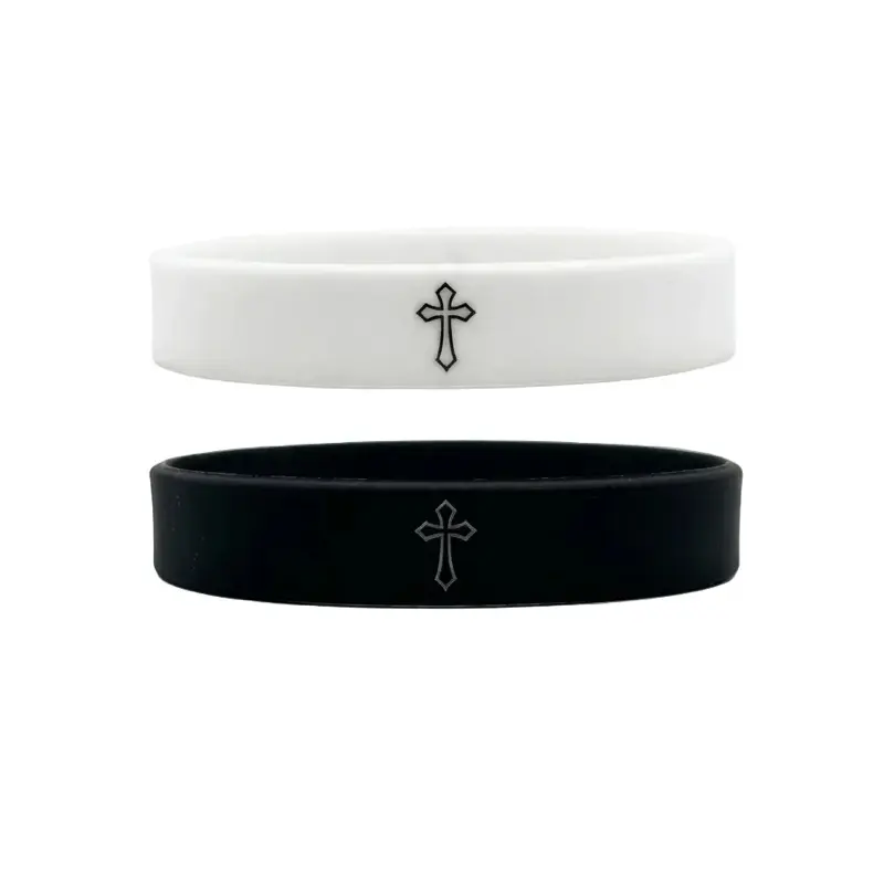 Pulex 2pcs Minimalist Cross Wristbands for Men Women & Teens Unisex Adult Bands 190mm 12mm Lightweight Durable Flexible Material One Size Fits All