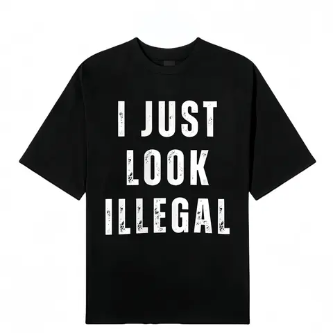 Men's Cotton Lightweight Short-Sleeve Crewneck Tee - Mens Clothing, Retro Classic, Funny Quote Immigration Statement, Loose-Fitting Figure-Flattering Casual T-Shirt, Gift for Men, Gift for Friends, Spring Summer Wear