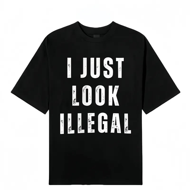 Men's Cotton Lightweight Short-Sleeve Crewneck Tee - Mens Clothing, Retro Classic, Funny Quote Immigration Statement, Loose-Fitting Figure-Flattering Casual T-Shirt, Gift for Men, Gift for Friends, Spring Summer Wear