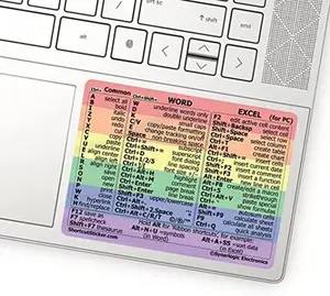 Synerlogic Word/Excel Windows Shortcut Sticker | Reference Guide Keyboard Shortcut Sticker | Work from Home Essentials | Excel Shortcuts Cheat Sheet Laminated No-Residue Vinyl (Rainbow/Small, 1pc)