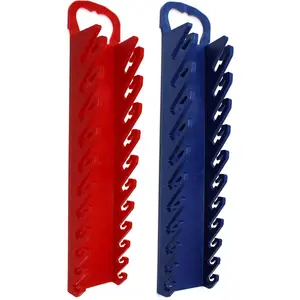 11-Tool Gripper Wrench Organizer Tool Tray Kit for Stubby or Line Wrenches (2 Piece Kit, Red & Blue)