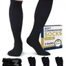 Pembrook Men's Knee High Compression Socks (3-Pack) - Classic Polyester Blend, 8-15 mmHg Graduated Firm Support, Machine Washable, Extensive Sizing, Fade-Resistant, Compression Stockings, Firm Support Over the Calf Socks for Sports, Travel