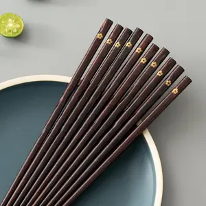 Anti-slip Wooden Chopsticks Set, 1 Pair/5 Pairs Cherry Blossom Pointed Art Chopsticks, Durable Vintage Chopsticks Set for Home Kitchen Dining Room【Only Chopsticks】