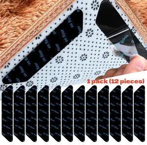 Non-slip Rug Pad Gripper, 12 Counts/setChristmas Decor Reusable & Washable RugTape for  Floors & Tiles, Area RugPad Gripper, Floor Mat Gripper, HouseholdCarpet Accessories, Christmas GiftsChristmas Decorations, Room Essentials,Floor Grippers subway tile