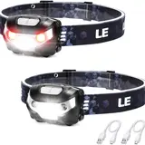 Lighting EVER Rechargeable LED Headlamp - High Lumen Flashlight, 5 Modes, IPX4 Waterproof, Red LEDs, Adjustable, 500ft Beam, Hands-Free, Washable Band, USB Cable, 2.85oz Lightweight, 30h Single Charge, Outdoor Use for Adults (Camping, Fishing, Hunting)
