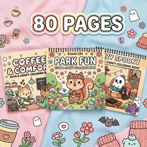 Kawaii Coloring Book – 3PCS High-Quality Opaque Coloring Books for Adults, Teens & Seniors, Diverse And Enjoyable Coloring Options | Cozy Spooky & Park Fun Theme | Stress Relief, Fun, Clear Lines & Exquisite Patterns for Creative Painting Skills