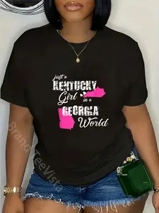 100% Cotton Unisex Funny Kentucky Shirts Just a Kentucky girl in a Georgia T-Shirt