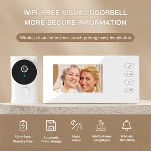 Y9U-KP2  Wireless doorbell camera with monitor screen, 1080P waterproof doorbell camera, free storage, no need WiFi and APP, easy installation, 170° View Angle,Night vision,video intercom, rechargeable, no need power supply, wall-mounted doorbell.