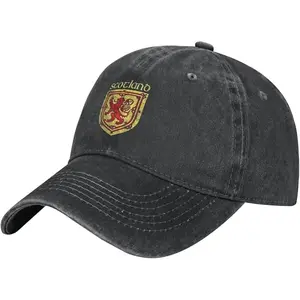 Scottish Flag Rampant Lion Denim Trucker Hat Baseball Cap for Men Or Women Cowboy Black