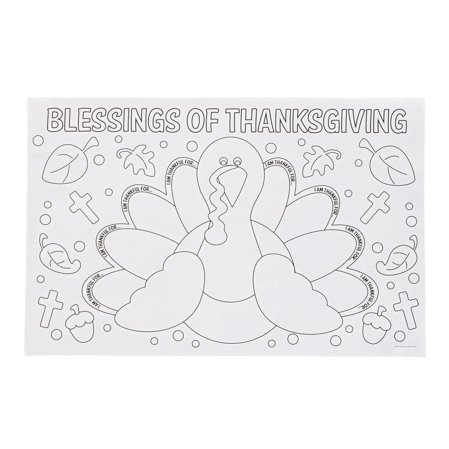 17" x 11" Color Your Own Blessings of Thanksgiving Paper Placemats – 12 Pc.