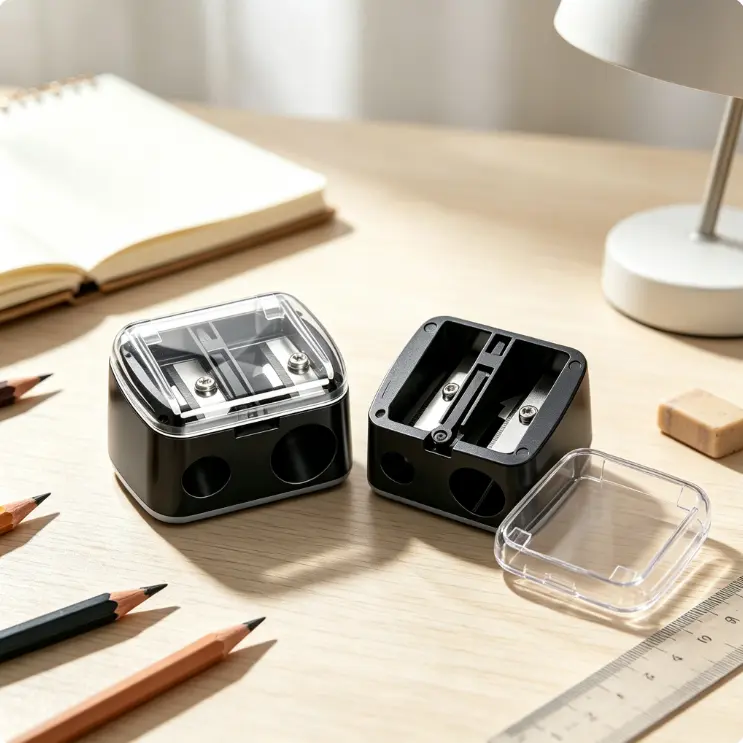 1Pc Black Eyeliner Sharpener Makeup Pencil Sharpener Pencil Sharpeners for Eyebrow Eyeliner Pencil Tool Dual Holes Eye Pencil Sharpener with Cover Portable Cosmetic Sharpener，Makeup Brushes and Tools