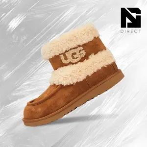 UGG Ultra Mini Fluff Boots Chestnut Kids– Big Kids Lifestyle Sneakers – shoes for youth/women - Vintage - Autumn & Winter & Spring & Summer-Classic Brown Boots, Warm & Cozy, Home to Urban Outings-back to school –1143701K CHE