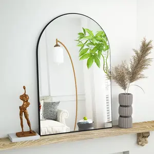 20"x30" Arched Bathroom Mirror - Wall Mounted Mirror - Black Arch Mirror - Aluminum Alloy Frame Bathroom Mirror Living Room, Bedroom, Bathroom and Entryway