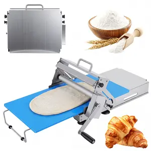 12-Inch Folding Pasta Dough Roller Machine Stainless Steel Dough Press with 2 Rolling Boards Adjustable Thickness for Baking Croissants Pizza Pasta Bakeware Kitchen Tool