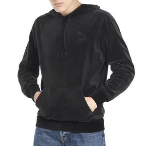 PUMA Mens Iconic T7 Velour Hoodie Casual Outerwear Casual Comfort Technology - Black