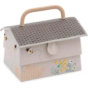 Hobby Gift Beehive Style Sewing Box Craft Storage Basket with Handle Internal Tray and Accessories Storage for Sewing Knitting and Hobby Supplies