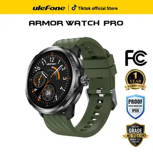 Ulefone GPS/5ATM Armor Watch Pro,IP68/IP69K 50M Waterproof,410mAh Big Battery,BT5.3,Build-in AI Features,Answer/Make Call,1.50" AMOLED Screen,Daily Activity Monitoring/Sports Modes,Satellite Positioning,Compass,Stainless Steel Body,For Android&iOS-Green
