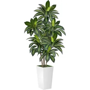 Artificial 5FT Tall Dracaena Tree Fake Potted Yucca Plant Tropical Floor Plant with Lifelike Leaves for Home Office Living Room Indoor Outdoor Decor