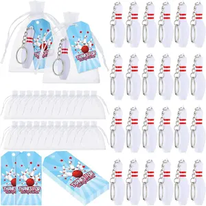 24 Pack Bowling Party Favors, Include Plastic Bowling Pins    with White Organza Bags and Thank You Tag for Bowling Party Favors, Team  Souvenir, Gifts for Athletes