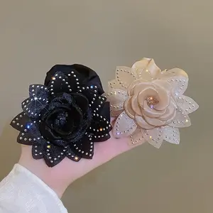 1pc French Popular New Fine Light Luxury Sunflower Beads Senior Cloth Hair Band Headband Jewelry Sweet Elegant Temperament Braided Ponytail Hair Band Hair Accessories Ladies Headdress Suitable for Birthday Party, Carnival Accessory Gift