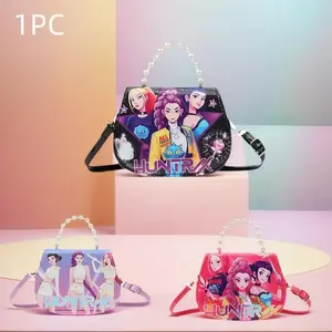 In 2026, the new European and American fashion hunting girl group anime 3D character mini coin wallet, Korean fashion girl bag, cute girl bag, women's PU material pearl shoulder strap crossbody bag, perfect as a girl's birthday gift