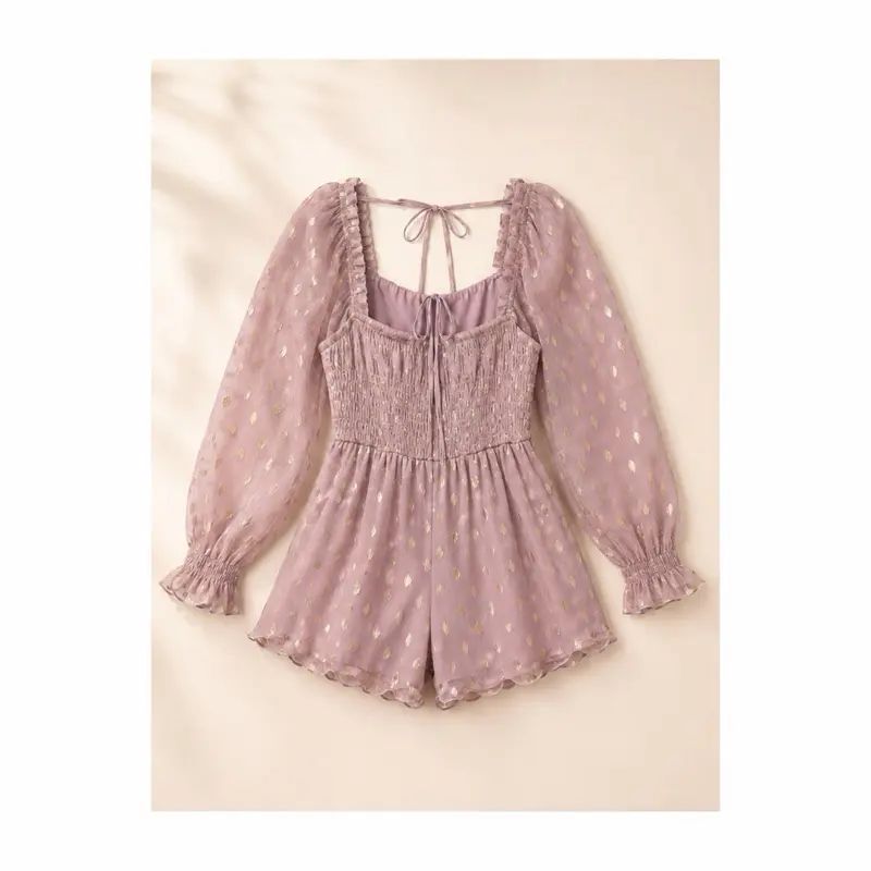 Women's Gold Polka Dot Romper Set