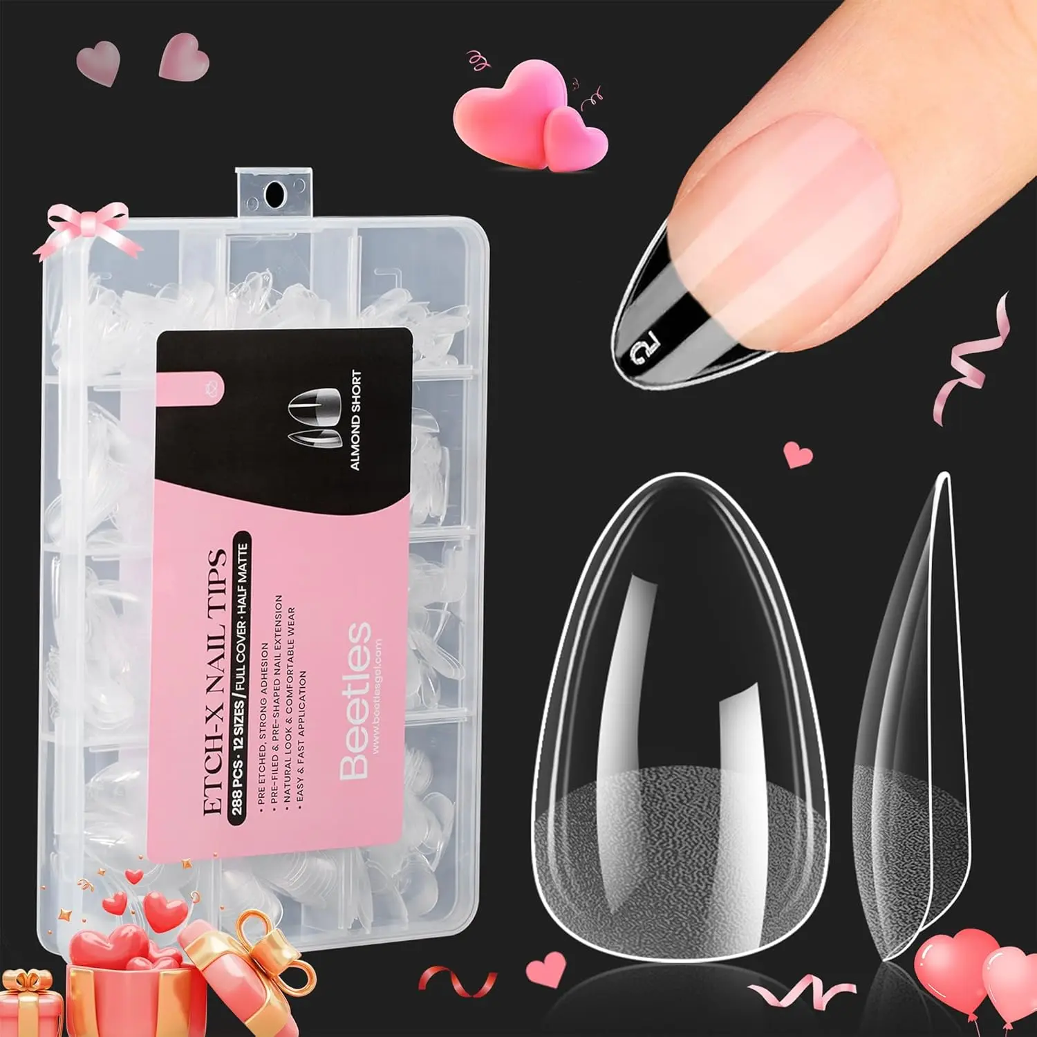 Short Almond 12Sizes 288PCS (etch-x)