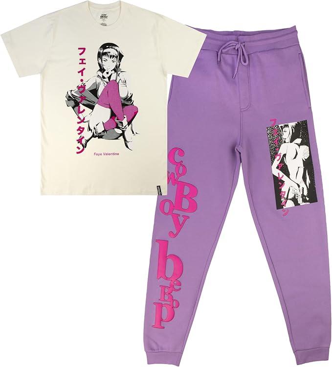 Cowboy Bebop Faye Valentine Men's Sleep Set Pajama 2-Pack T-Shirt Joggers