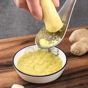 [Durable Garlic Masher] Stainless Steel Garlic Masher | 1pc Manual Ginger & Garlic Mashing Spoon for Puree - Durable, Easy to Clean Kitchen Tool
