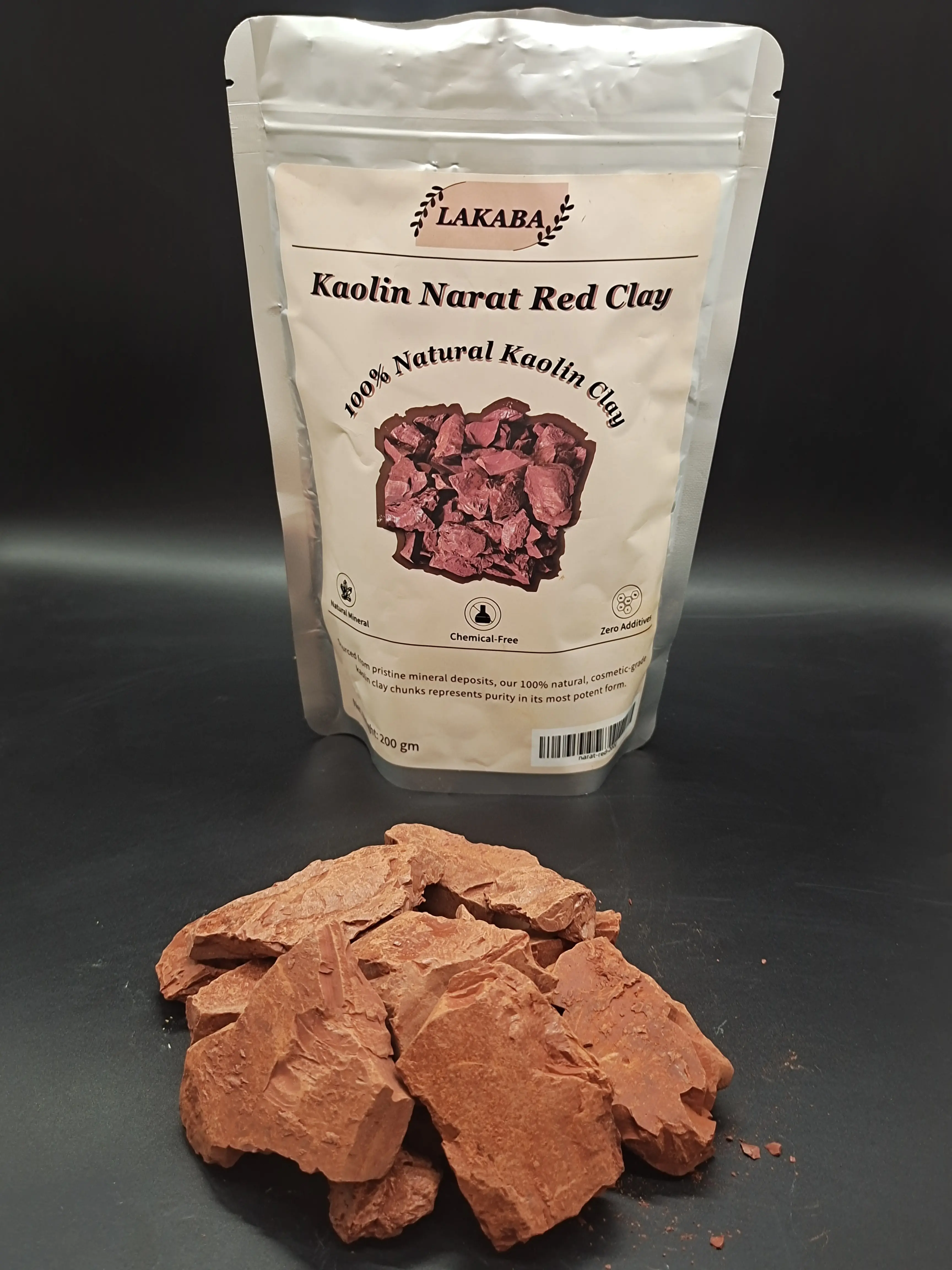 Lakaba 200g/7oz 100% Natural Chemical-Free Cosmetic Grade Narat Red Clay Mask Powder - Honey-Infused Floral & Kaolin White Clay Blend, Gentle Daily Cleanser for Oily Skin (Cleansing, Oil Control, Natural Source)