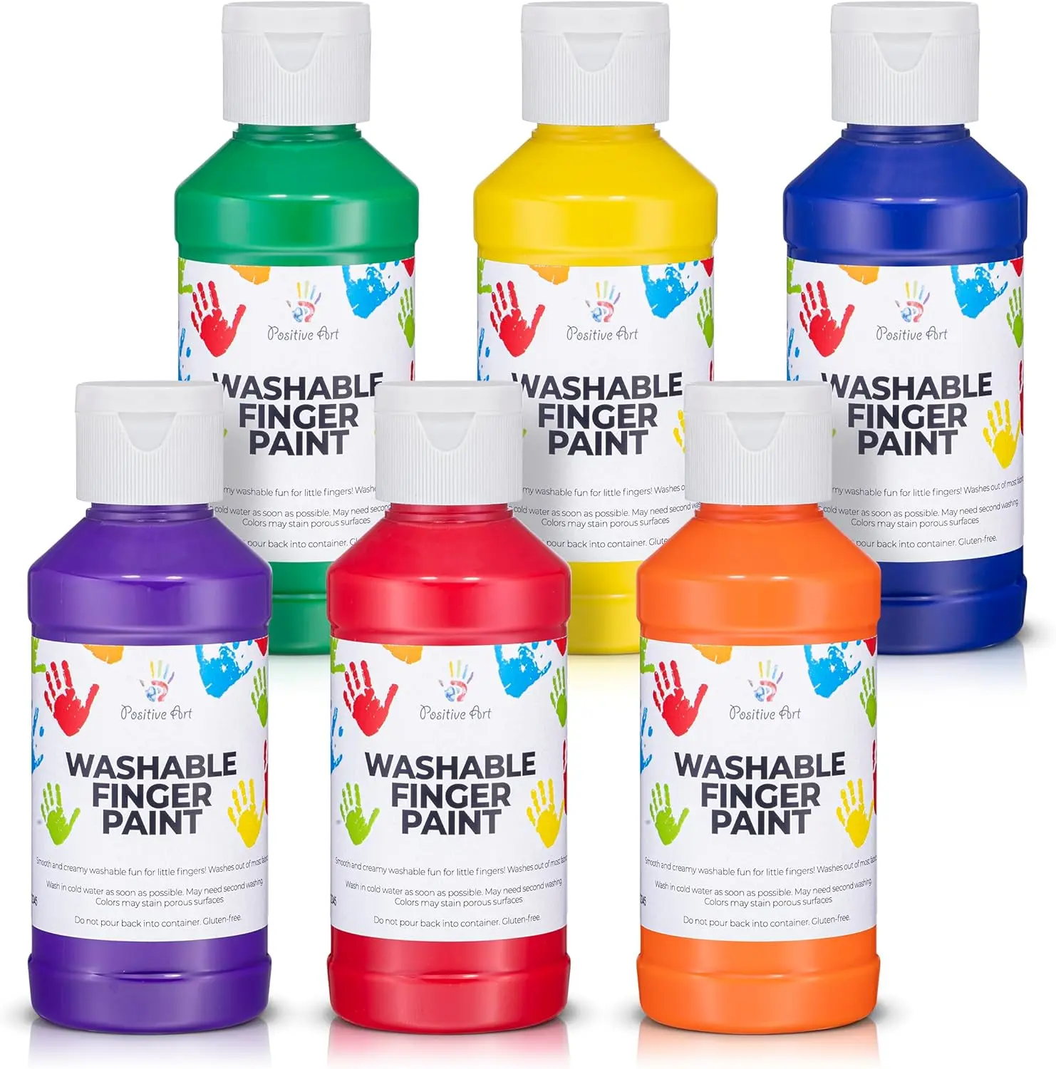 Unisex Non-Toxic Washable Finger Paint for Kids (4 fl oz Each Color) - Made in USA, 12+ Years, Birthday Gift, Classroom & Gift-Ready, Blendable Bright Colors, Easy Soap-Water Cleanup, Smooth Creamy Texture, Less-Mess Bottles, Toddler Art Supplies, 12 Year