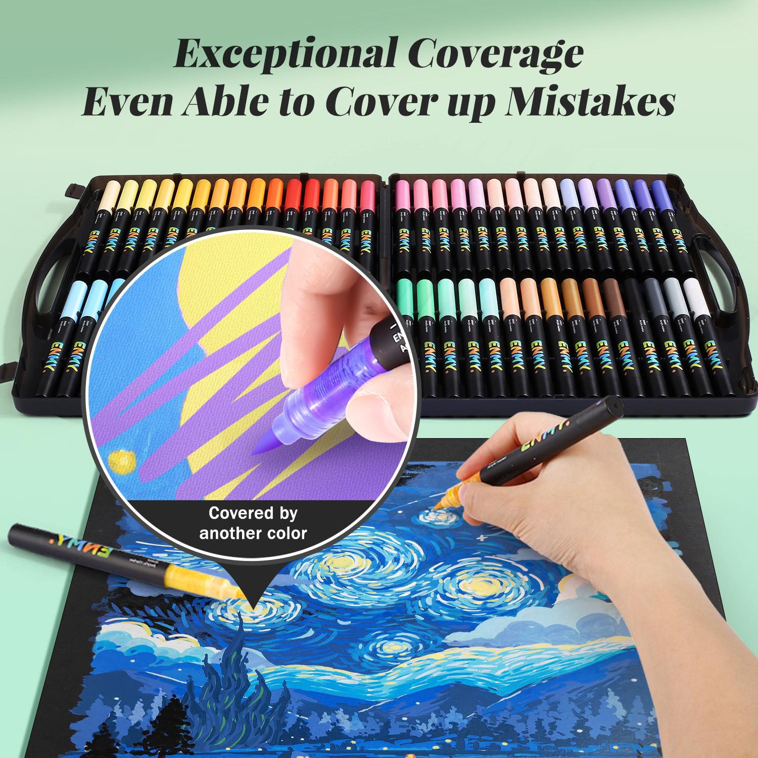 【ENMY】80-color set Acrylic Paint Markers Pen Soft Head Direct Liquid Graffiti Painting QuickDry Pigments Art Supplies for Felt
