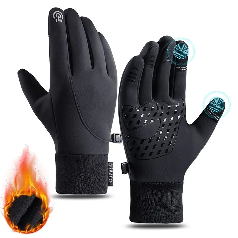 YYW1 Men's Warm Touchscreen Cycling Gloves, Fleece Lined Windproof Non-, Ideal Motorcycle Riding, Camping, Outdoor Activities, Motorcycle Gear, Protective Gear