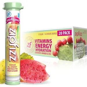 Zipfizz Daily Energy Drink Powder, Prickly Pear, 20 Pack | 3-in-1 Sustained Energy, Rapid Hydration, and Essential Vitamins | Sugar-Free | Electrolyte Powder | Contains Vitamin B-12 & Antioxidants