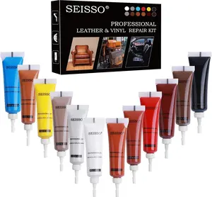 SEISSO Leather and Vinyl Repair Kit, 12 Colors Repair Paint Gel Restorer for Couch, Sofa, Car Seat, Furniture, Jacket - Quick & Easy Solution - Restore Genuine, Bonded, Italian, PU Household