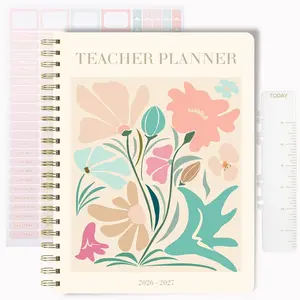 2026-2027 Teacher Planner Horizontal Lesson Plan Book for Teachers NEW Floral Cover 8.5"x11" Weekly & Monthly Academic Year Lesson Planner July 2026-June 2027 with Stickers & Bookmark