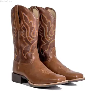 Cowgirl Boots for Embroidered Square Toe Western and Fashion Soft leather,Women's BootsC38tool que