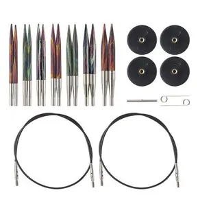 Specialty Craft Tools – Short Interchangeable Knitting Needle Set with Cables & End Caps – Mosaic Options