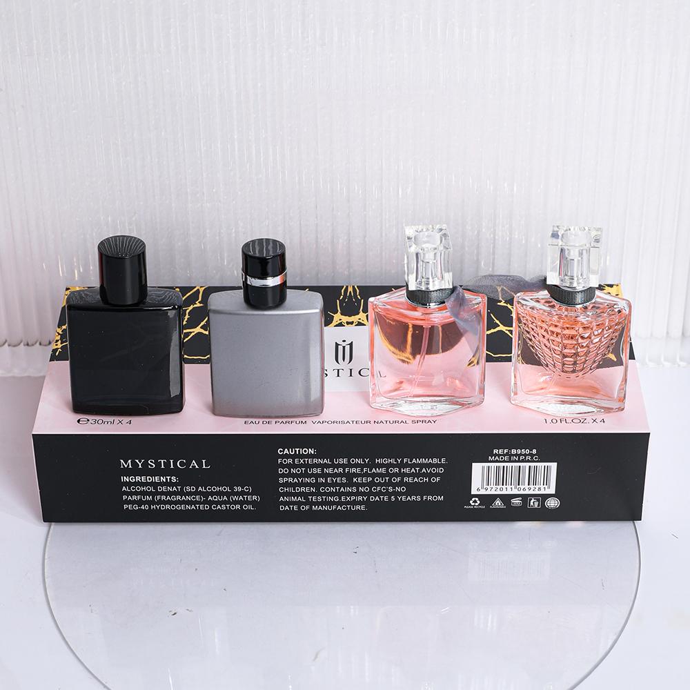 MYSTICAL Eau De Parfum Gift Set - 4 x 30ml Bottles, Premium Marble Packaging, Long-Lasting Fragrance for Women